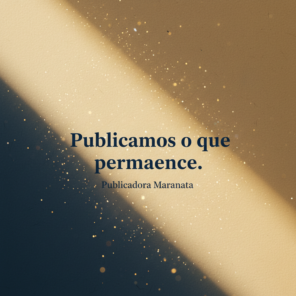 Crie uma imagem realista e cinematográfica em altíssima definição para o banner principal da Publicadora Maranata, uma editora cristã sofisticada e editorial.
A cena deve mostrar um feixe de luz dourada quente atravessando o ambiente, iluminando parcialmente um fundo bege com textura suave de papel.
A luz deve criar uma atmosfera espiritual e contemplativa, com partículas luminosas sutis flutuando no ar, transmitindo inspiração, fé e eternidade.
O fundo deve ser bicolor, com uma transição harmônica entre o azul profundo (#0E2841) e o dourado claro (#C5A572), simulando o contraste entre sombra e luz.
Estilo fine art fotográfico, luz natural diagonal, tons quentes e suaves, com sensação de profundidade e textura editorial.
Adicione o texto central com tipografia clássica (serifada):
“Publicamos o que permanece.”
e abaixo, menor:
Publicadora Maranata
Paleta:
Fundo bege claro #FAF6EF
Azul editorial #0E2841
Dourado #C5A572
Formato: horizontal (16:9 Paisagem)
Estilo: fotorrealista cinematográfico
Iluminação: natural, suave e difusa
Resolução: altíssima (para banner de site, 1920x700 px ou mais)
Textura: leve granulação de papel e luz difusa.